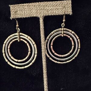 Park Lane Tri-Tone Concentric Hoop Earrings - Silver, Gold, Rose
